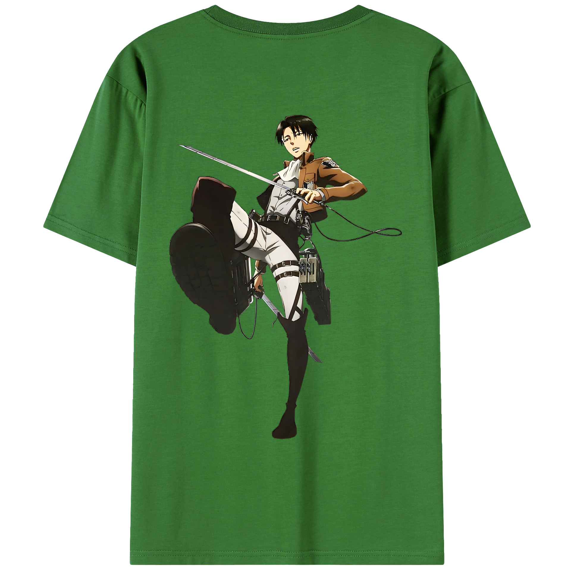 （画像用） 進撃の巨人 リヴァイ·アッカーマン Attack on Titan Levi Ackerman レディース半袖Tシャツ(バックプリント)